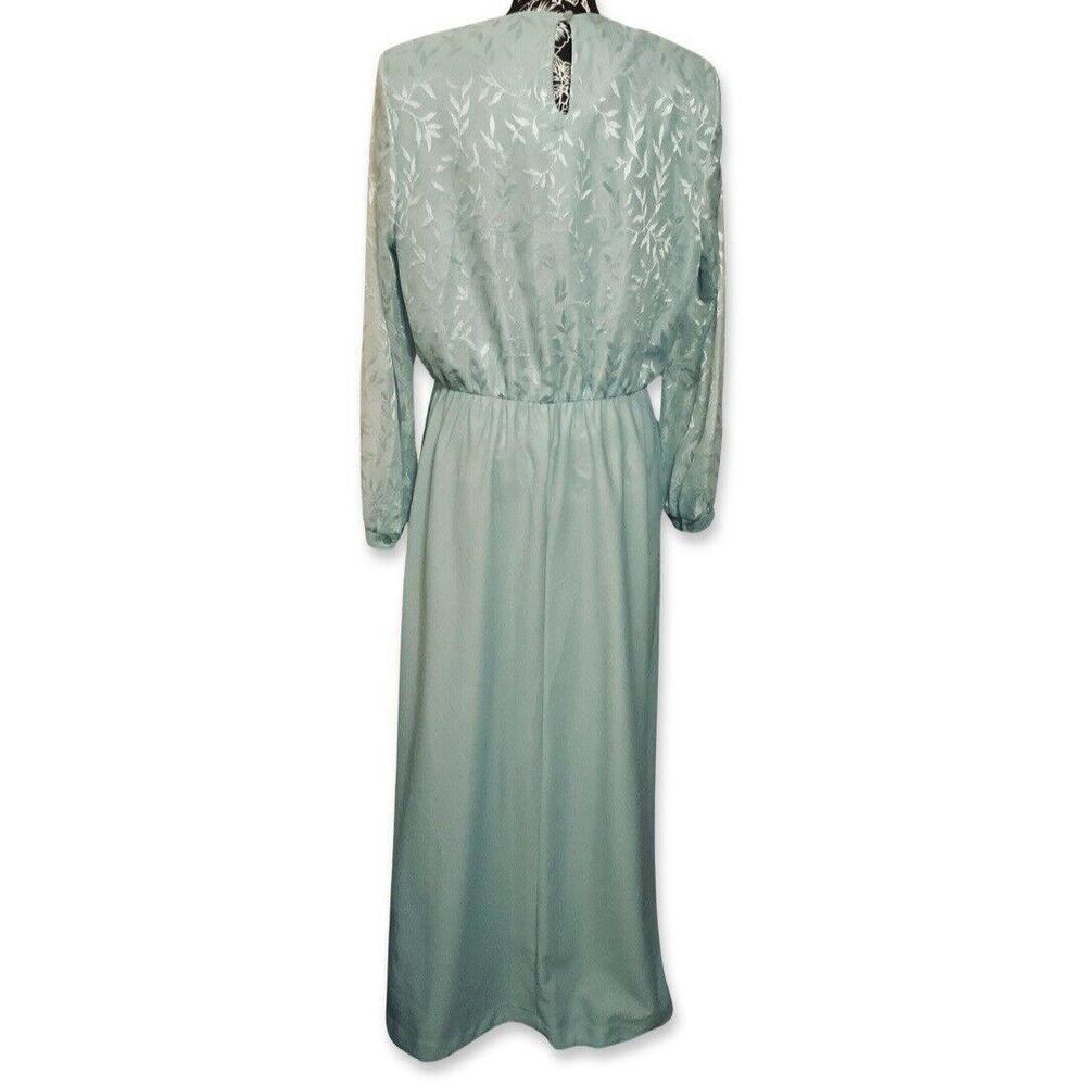 Vintage Anthony Richards Scoop Neck Floor Dress Long Sleeve Floral Women 16 Blue - Picture 3 of 9